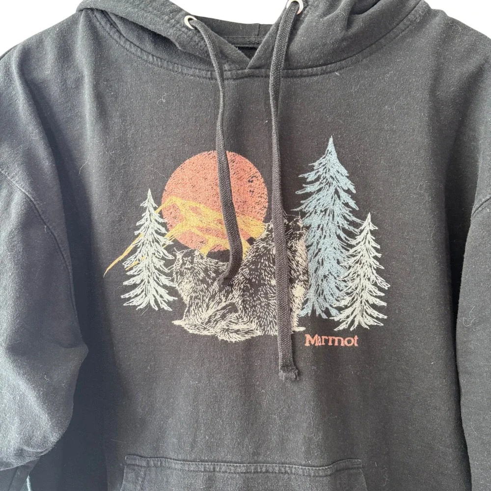 Marmot Black Mountain Landscape Graphic Hoodie Men's Size Large - Picture 2 of 8
